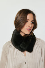Short Fur Muffler Scarf Dark Green