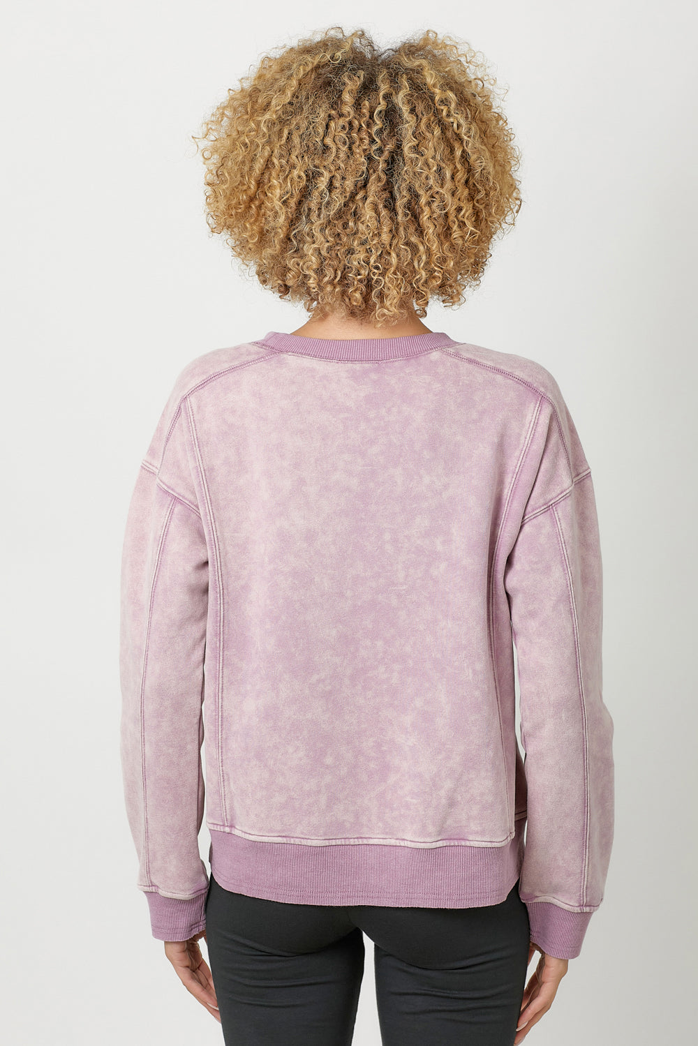 Fleece Terry Crew Neck Washed Sweatshirt Washed Lavender