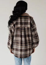 Sherpa Details Plaid Jacket Brown, Tan + Grey