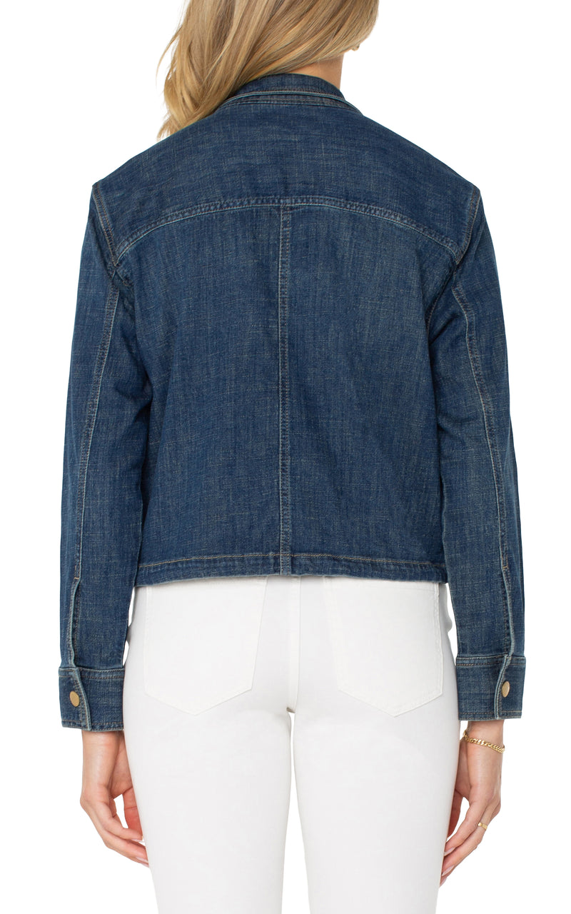 Denim Cropped Cargo Jacket Laguna Beach