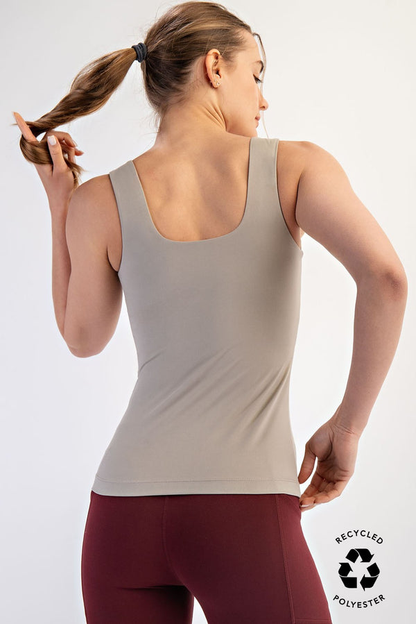 Butter Square Neckline Tank Stone Taupe