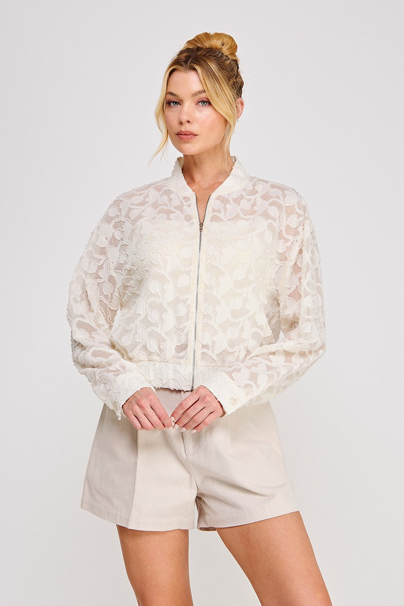 Jacquard Semi-Sheer Jacket Off White