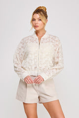 Jacquard Semi-Sheer Jacket Off White