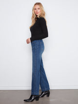 Front Panel Pocket Straight Leg Jeans Washed Indigo