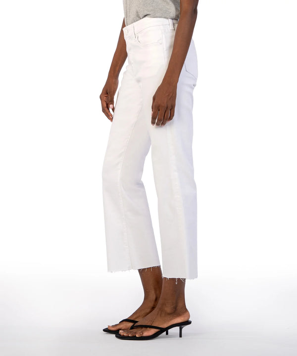Kelsey High Rise Raw Hem Ankle Flare Pants Optic White