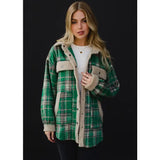 Sherpa Details Plaid Jacket Green, Tan + Gray