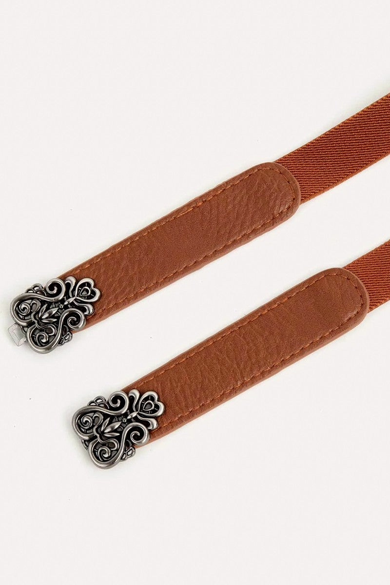 Scroll Buckle Elastic Belt