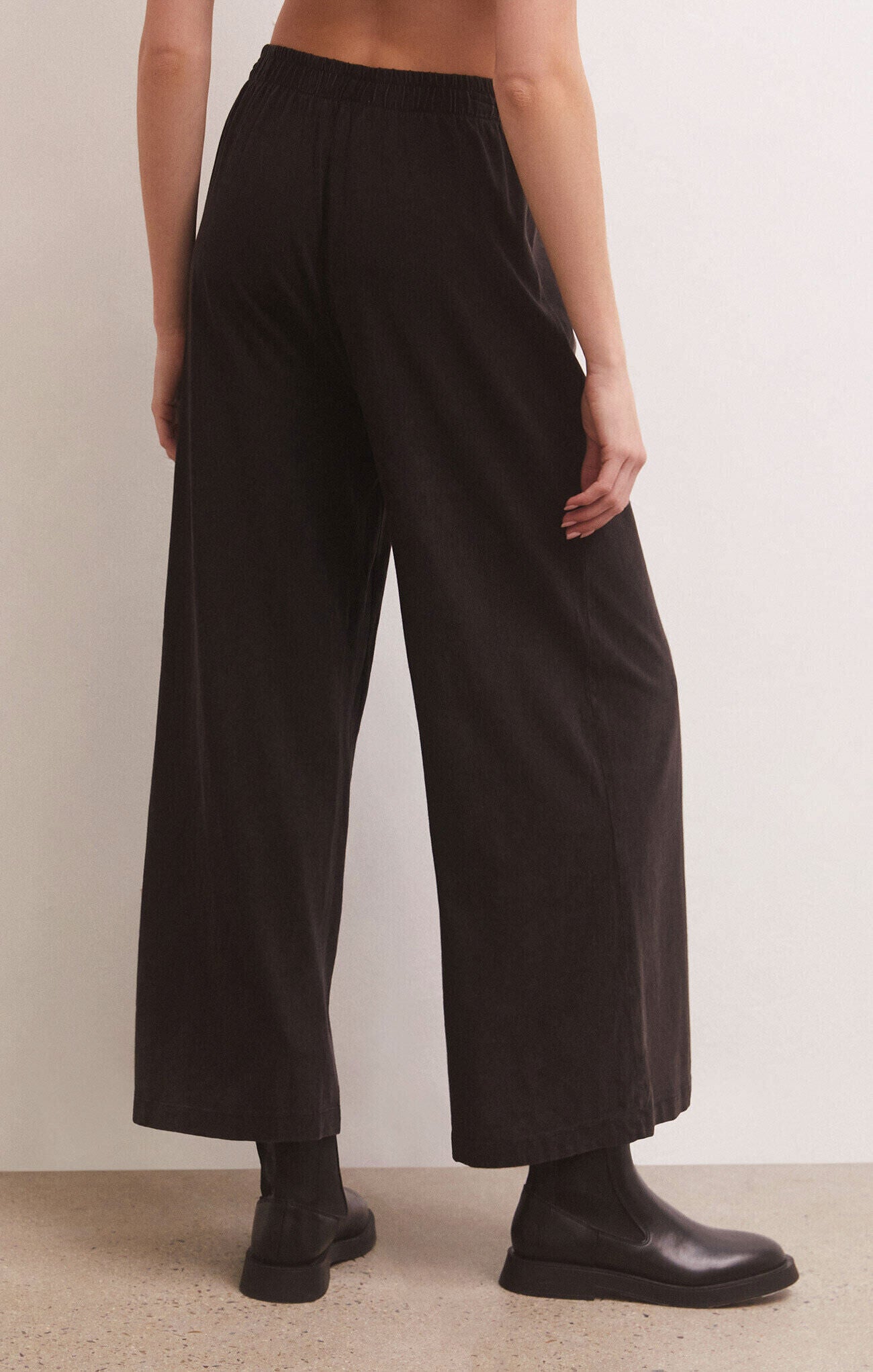 Scout Jersey Wide Leg Crop Pants Black