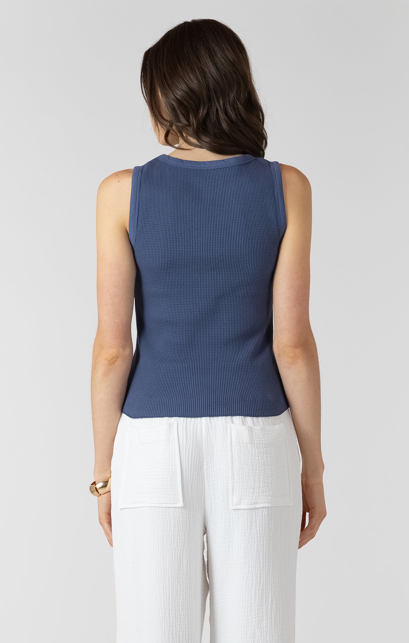 Waffle Knit Tank Blue