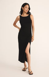 Valencia Solid Midi Dress Black
