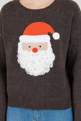 Santa Face Chenille Holiday Sweater Coffee