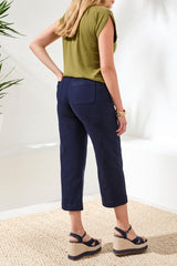 Sophia Hugging Crop Palazzo Denim Pants Nautical