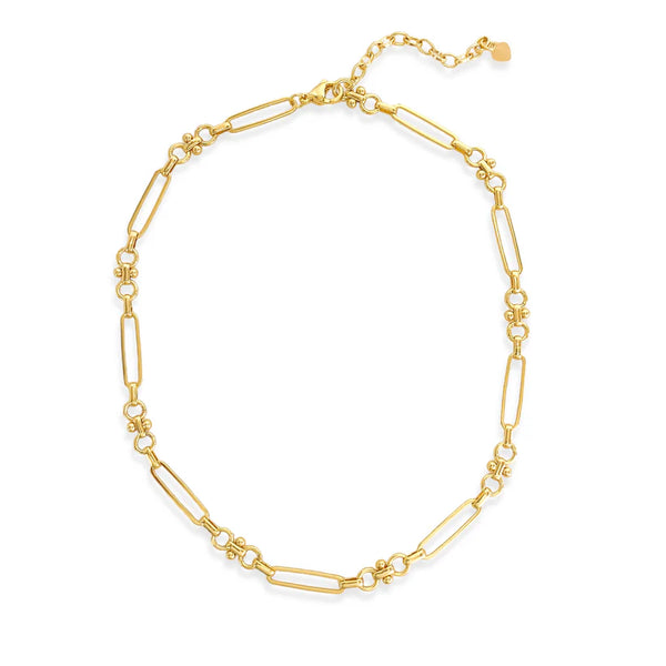 18k Gold Plated Dotted Paperclip Chain Necklace