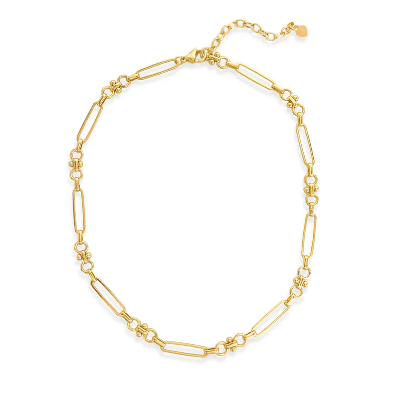 18k Gold Plated Dotted Paperclip Chain Necklace