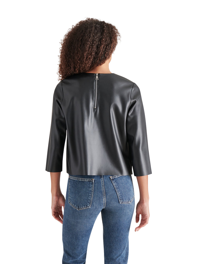 Dee Leather 3/4 Sleeve Top Black