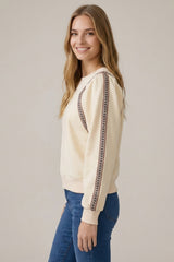 Diamond Tape Frame Detail Sweatshirt Cream