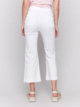 Front Button Pull On Flare Pants White