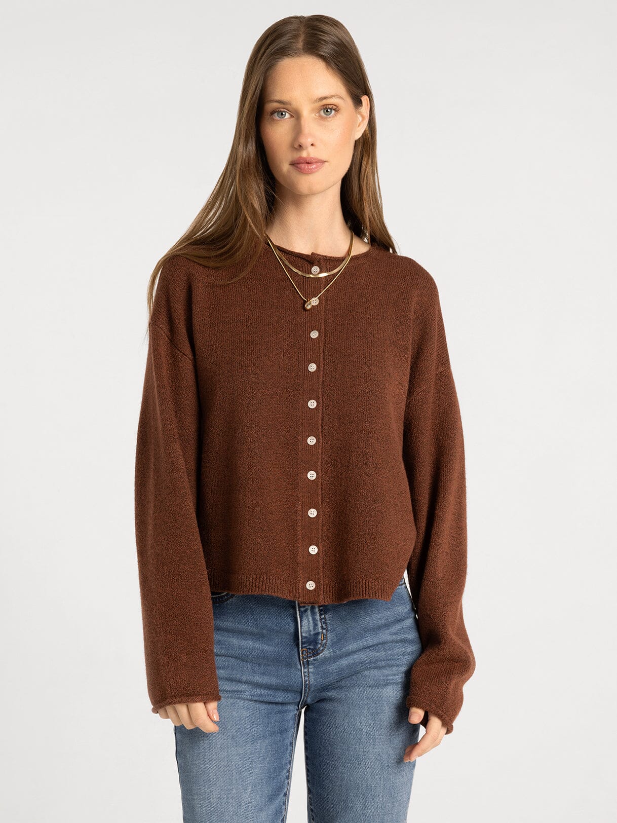 Dover Cardigan Heather Mahogany