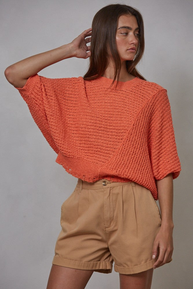 Zari Sweater Top Dark Coral