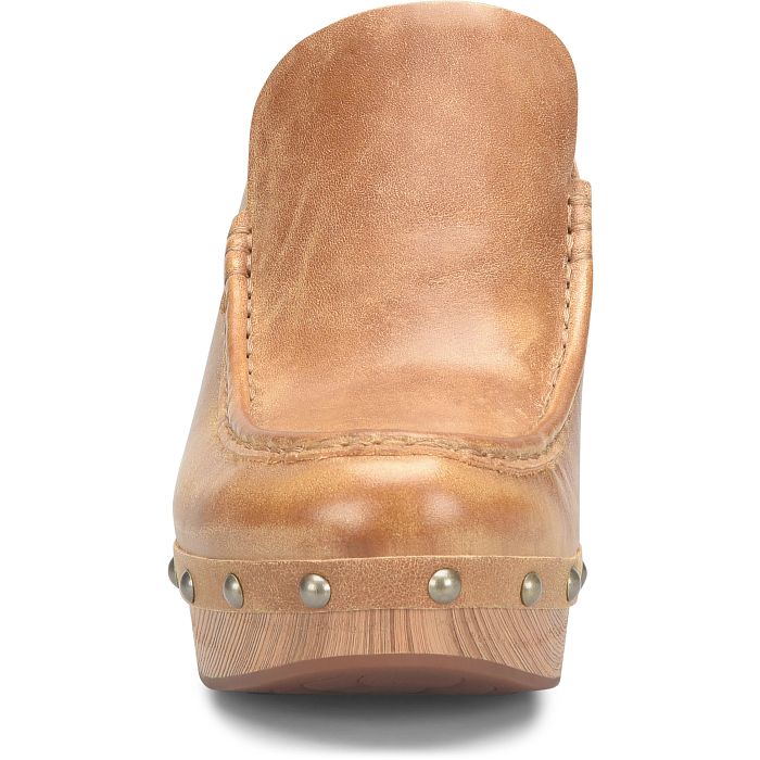 Spencer Studded Heeled Clogs Tan Timber