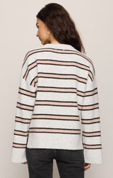 Landon Striped Sweater Feather Grey