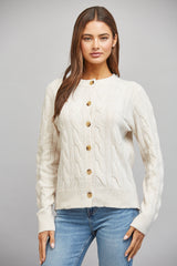 Cable Knit Buttoned Cardigan Oatmeal