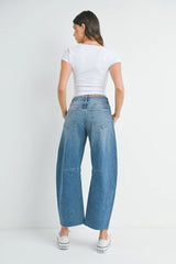 Seam Detail Barrel Leg Jeans Medium