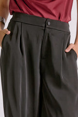 Pleat Detail Wide Leg Trousers Black