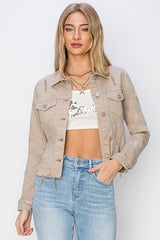 Irregular Fray Hem Jacket Taupe