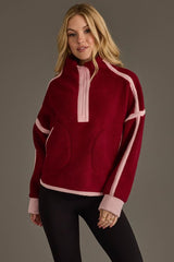 Teagan Half Zip Sherpa Fleece Pullover Burgundy