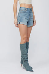 Finn Cuffed Stretch High Rise Shorts Medium