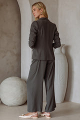 Shirred Sleeve Blazer Dark Olive