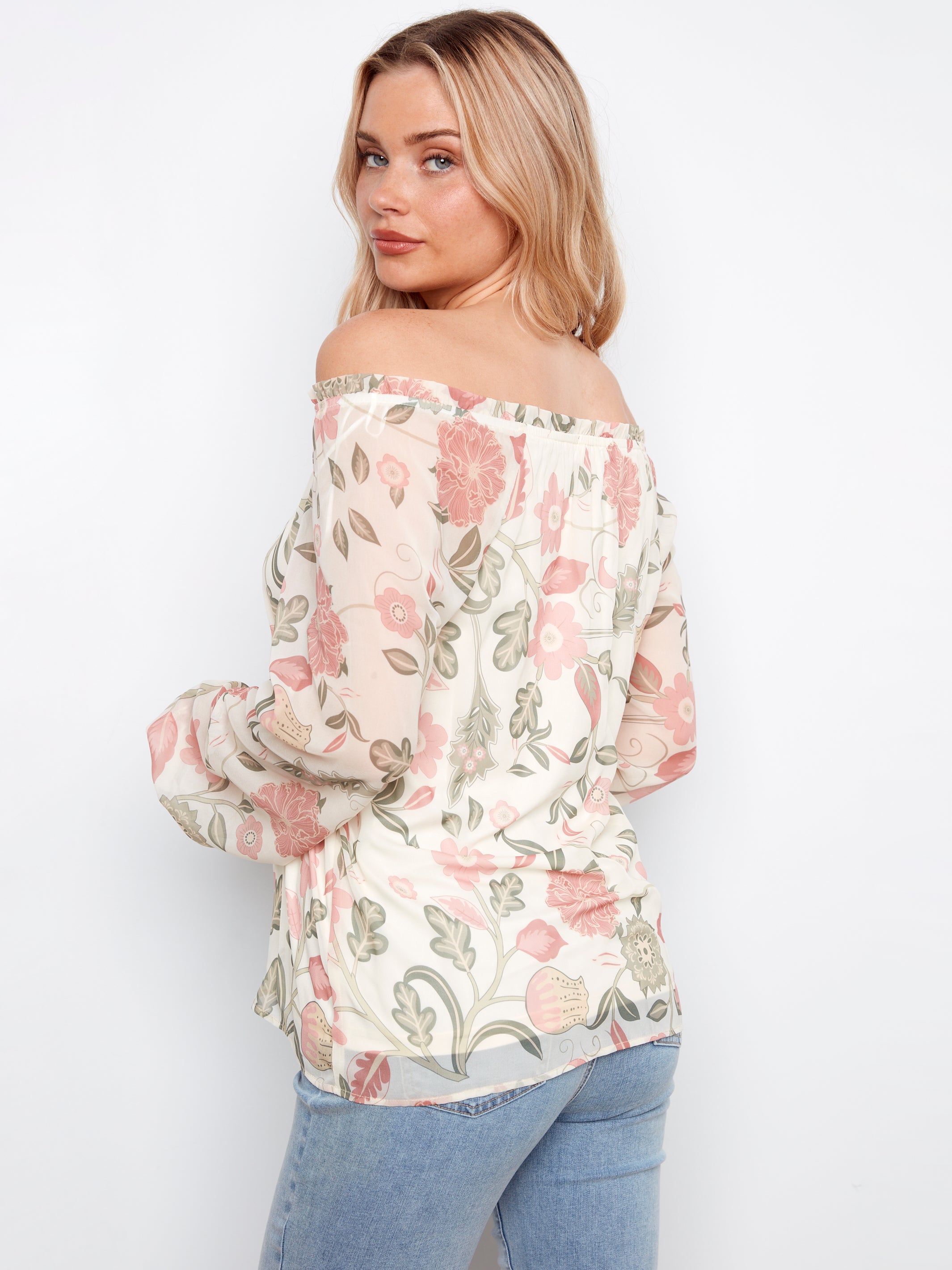 Balloon Sleeve Off Shoulder Blouse Rustic