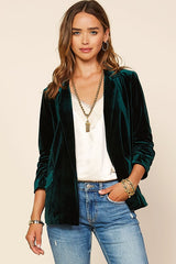 Dart Collar Velvet Blazer Hunter Green