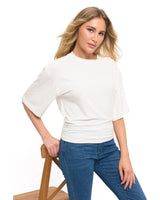 Ruched Detail Half Sleeve Top Ivory