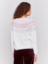 Crew Neck Ski Nordic Print Sweater Light Grey