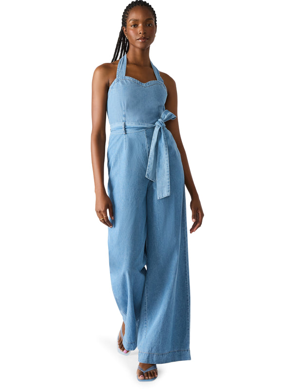 Artie Tie Waist Jumpsuit Bijou Blue