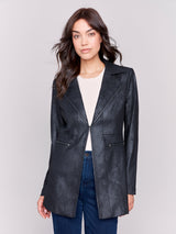 Vintage Texture Sueded Long Jacket Black