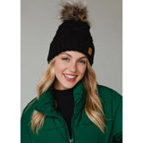 Diamond Cable Knit Pom Hat Black