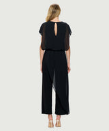 Chiffon Overlay Jumpsuit Black