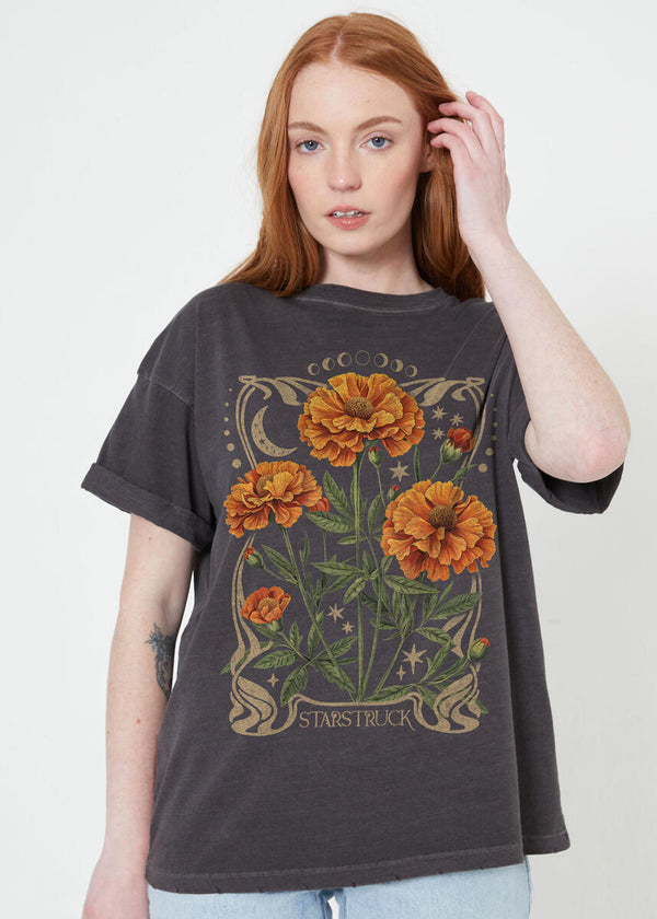 Starstruck Floral Boyfriend Tee Vintage Black