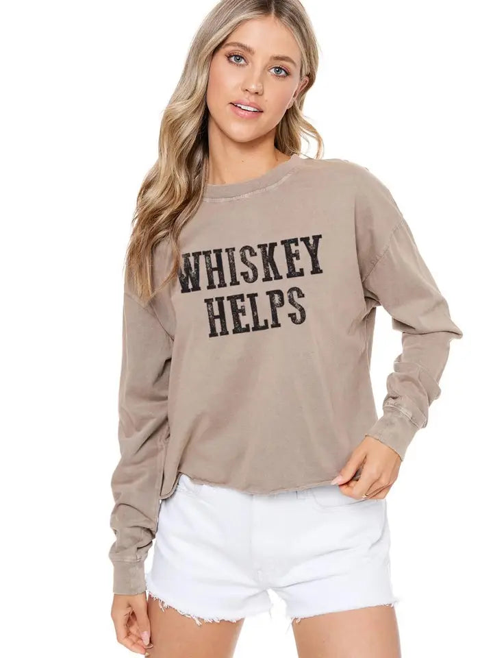 Whiskey Helps Crop Long Sleeve Mocha