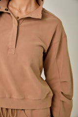 Washed Barrel Sleeve High Neck Sweatshirt Sienna