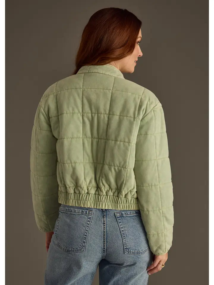 Washed Quilted Jacket Sage