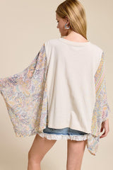 Free Bird America Vintage Kantha Kimono Sleeve Top Bone