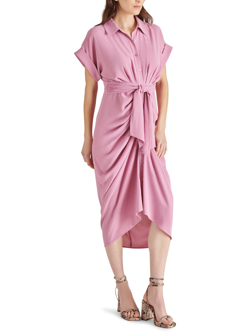 Tori Tie Front Solid Dress Mauve Shadows