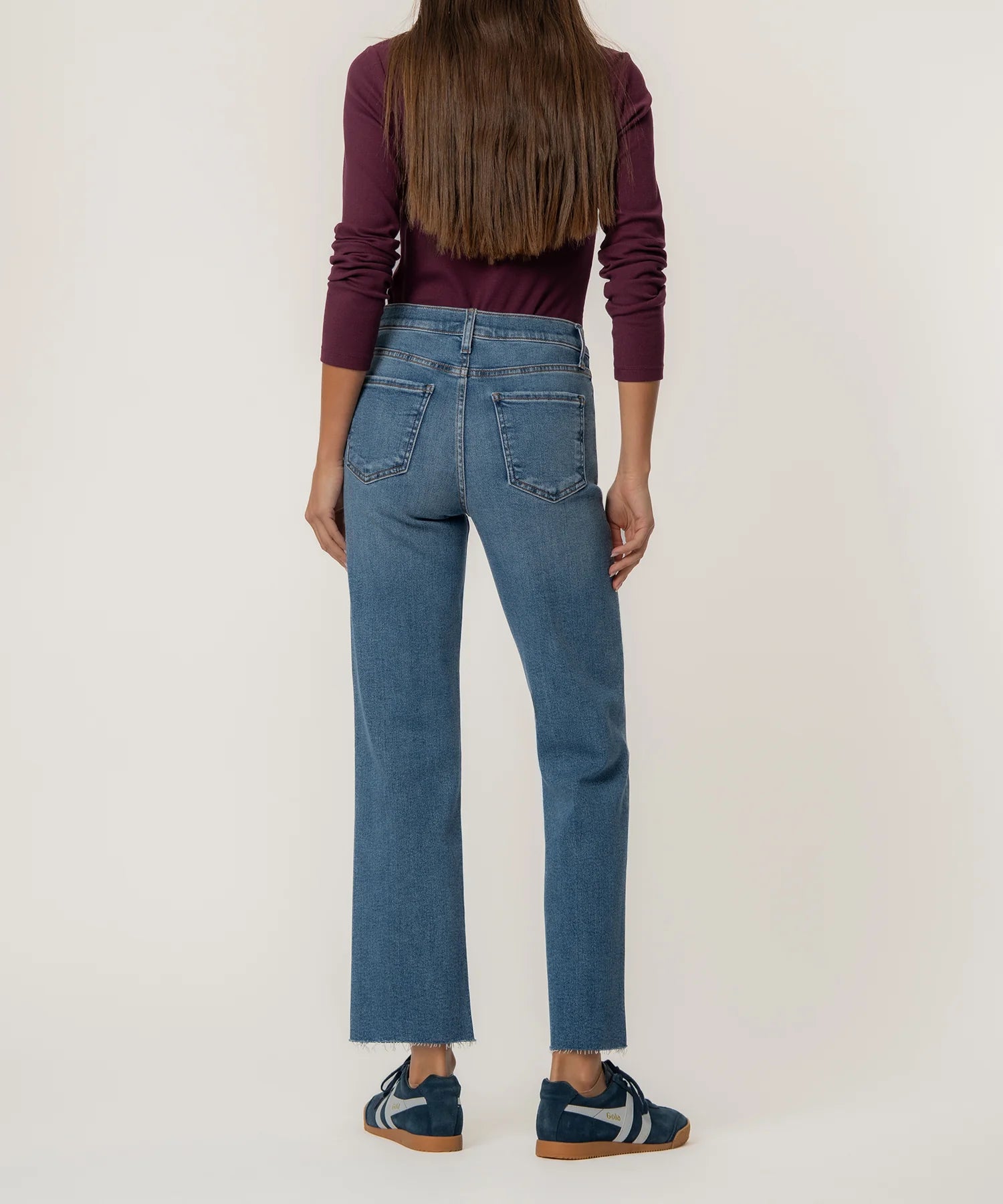 Avery High Rise Fab Ab Straight Leg Raw Hem Jeans Building