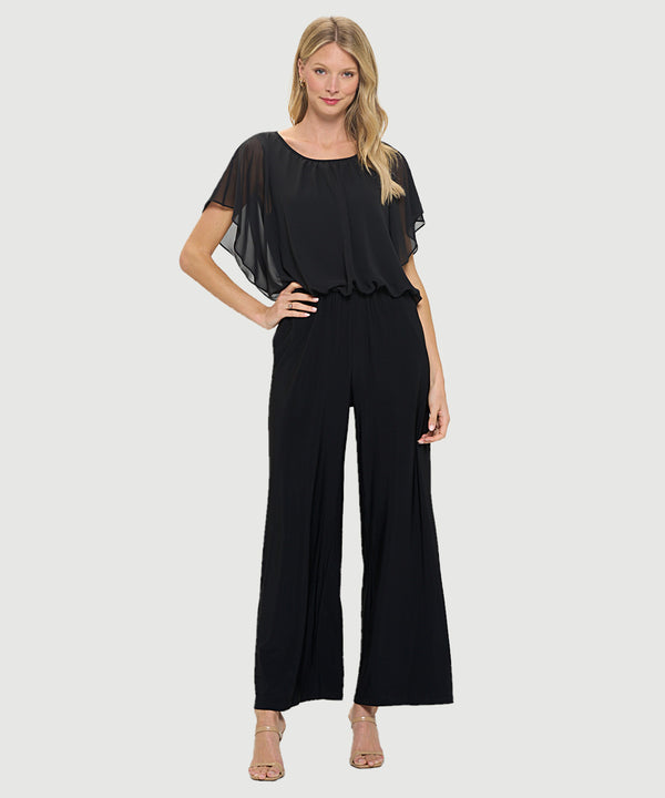 Chiffon Batwing Palazzo Jumpsuit Black