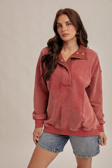 Thermal Contrast Snow Wash Sweatshirt Vintage Red