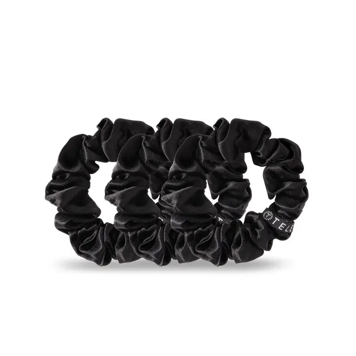 Teleties Silk Hair Scrunchie Small 3 Pack Jet Black